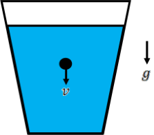 Figure shows a ball sinking in a vat.