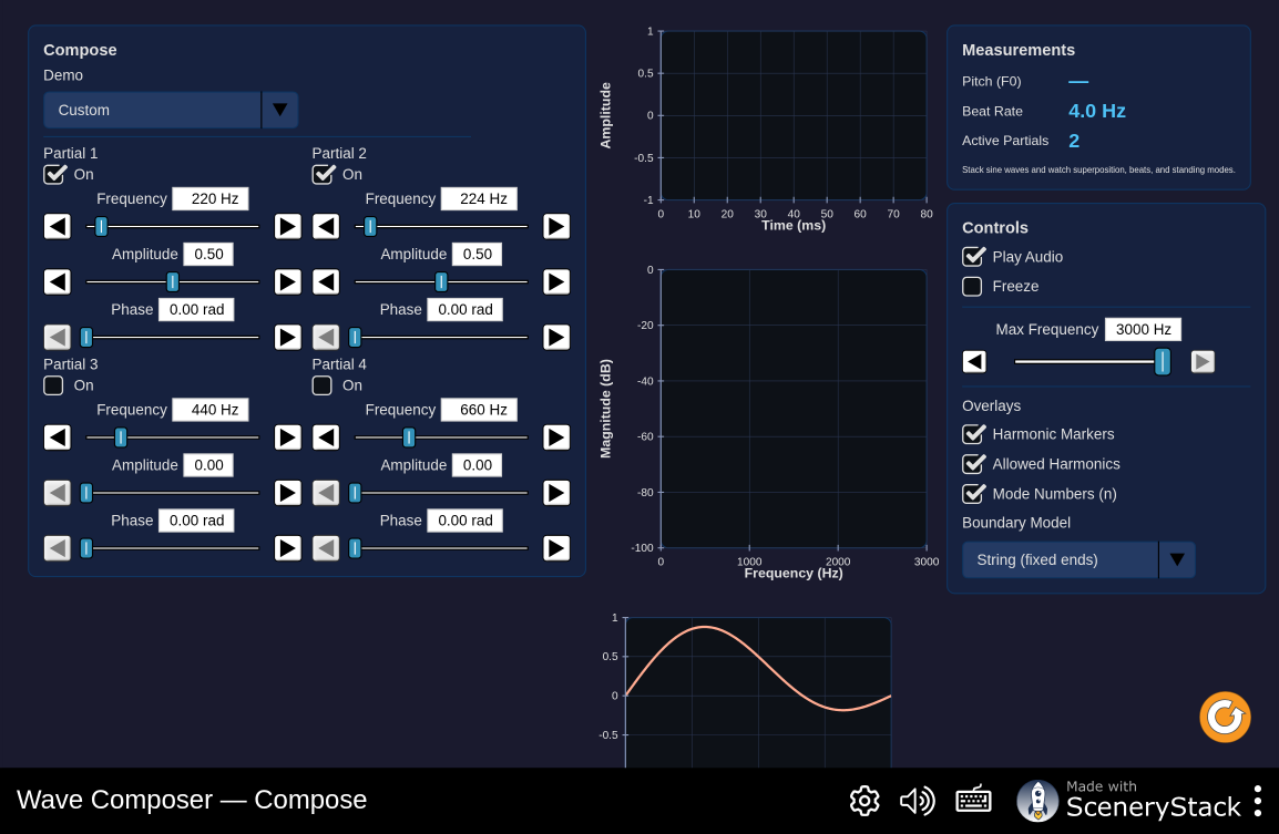 Screenshot of the Wave Composer simulation