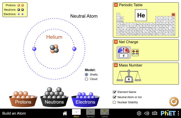 Screenshot of the Build an Atom simulation