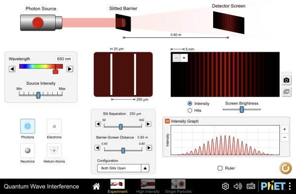 Screenshot of the Quantum Wave Interference simulation