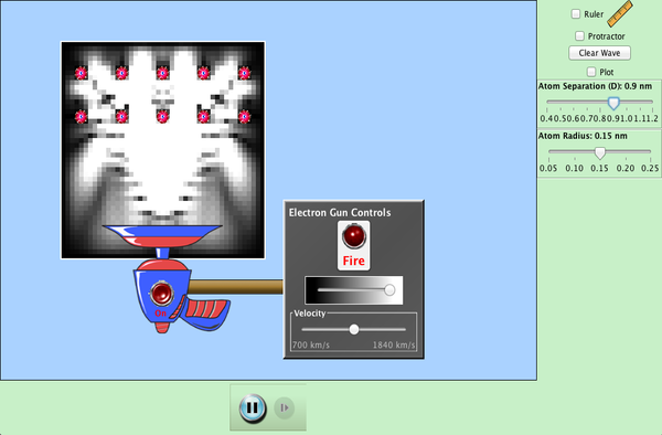 Screenshot of the Davisson–Germer: Electron Diffraction simulation