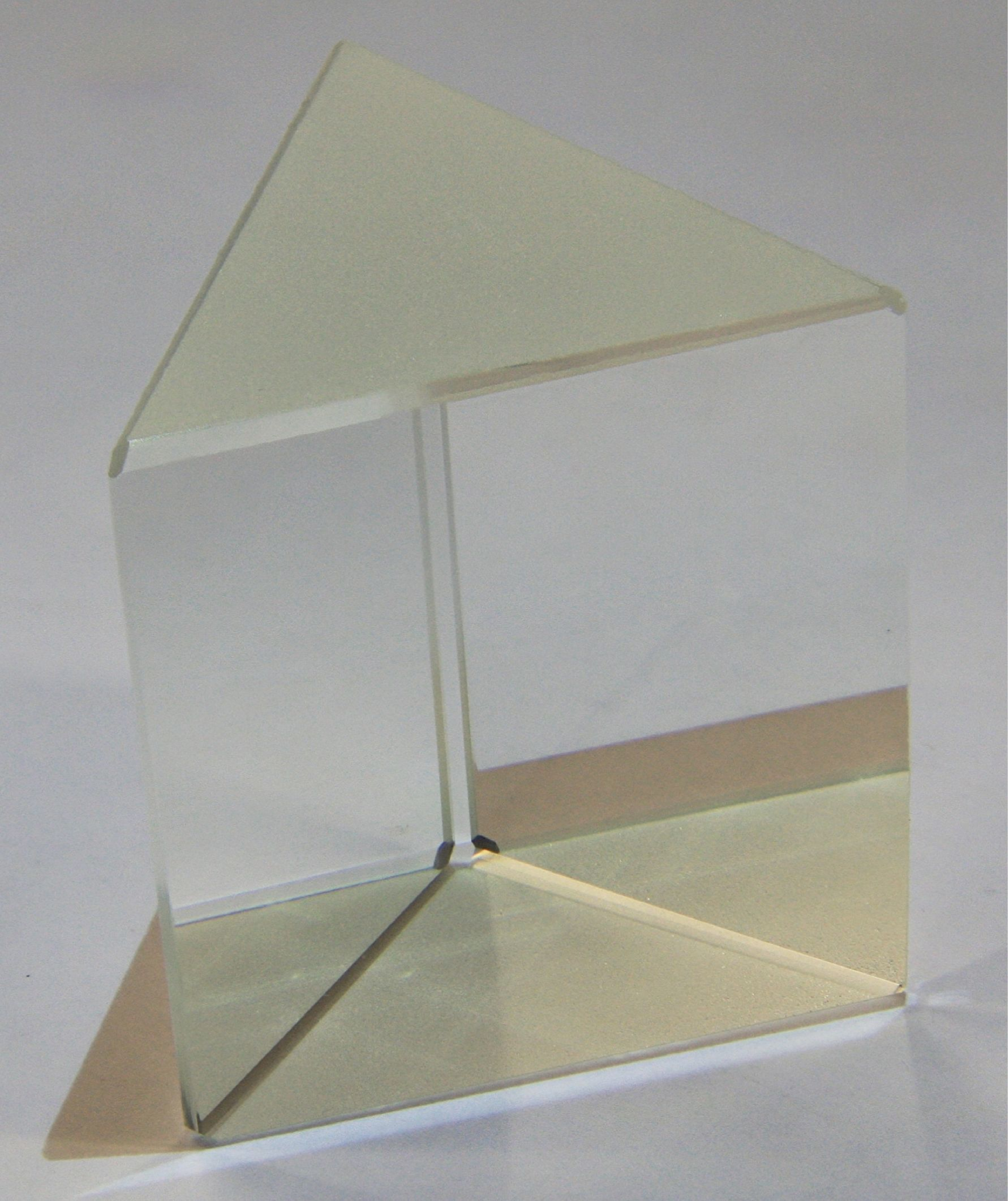 A glass triangular prism.