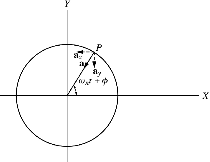 The acceleration components of the particle