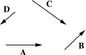 Vectors \mathbf{A}, \mathbf{B}, \mathbf{C} and \mathbf{D}