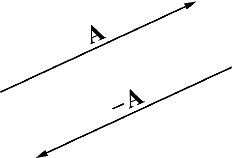 The negative vector of \mathbf{A} is a vector of the same magnitude of \mathbf{A} but in the opposite direction