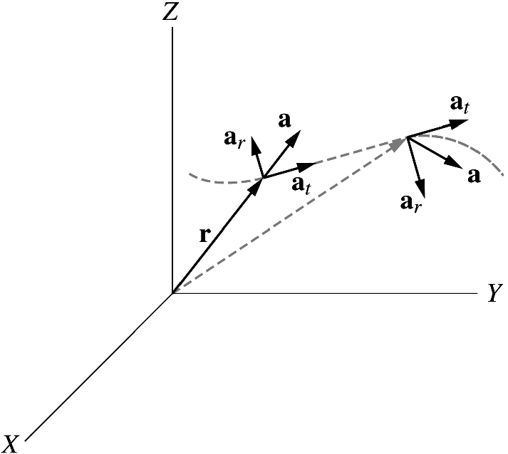 The parallel (or tangential) component of the acceleration is always tangent to the path while the perpendicular (or normal) component is normal to the path at each point