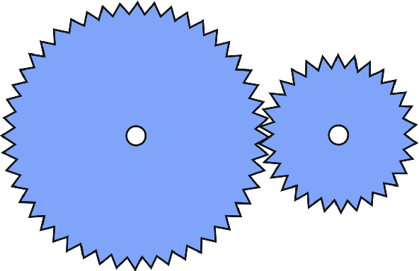 Two sprockets connected at the rim
