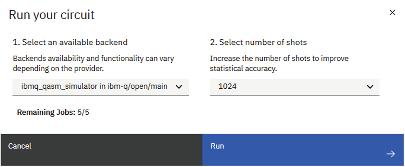Options for running the IBM Q experiment. Reprint courtesy of International Business Machines Corporation, ⒸInternational Business Machines Corporation.