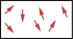 Multiple red arrows scattered and pointing in various directions on a white background, representing disorganization or random movement.