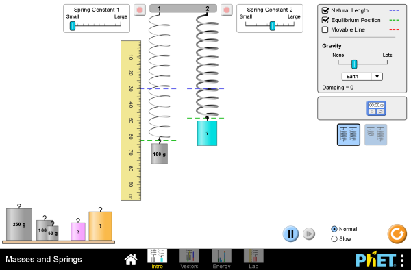 Screenshot of the Masses and Springs simulation