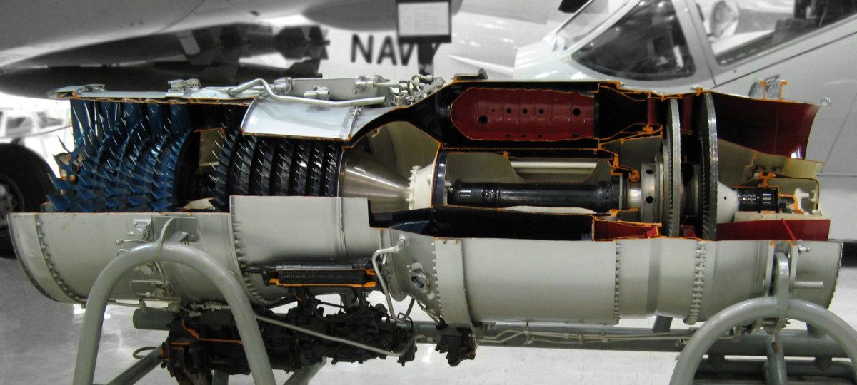 A turbojet with twin spools Pratt & Whitney j52 (or jt8a), built in units. It still equips the ea-6b Prowler.