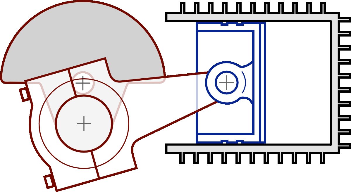 Cross-sectional diagram of a small piston air compressor. The intake and exhaust valves are not shown.