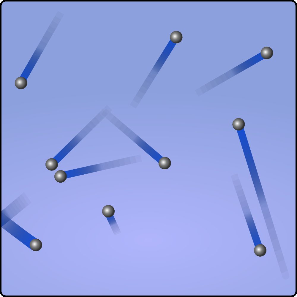 An ideal gas can be visualized as a set of balls in random motion. They collide without friction and without mutual attraction. The speed of each ball changes with each collision.