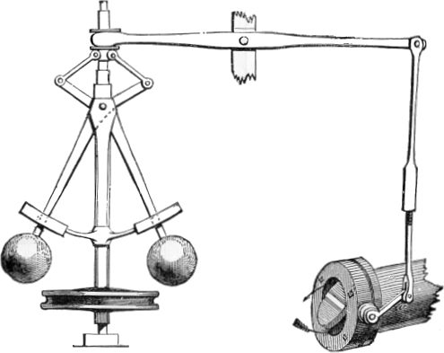 The ball governor, a mechanism originating from windmills and integrated into steam engines by James Watt.