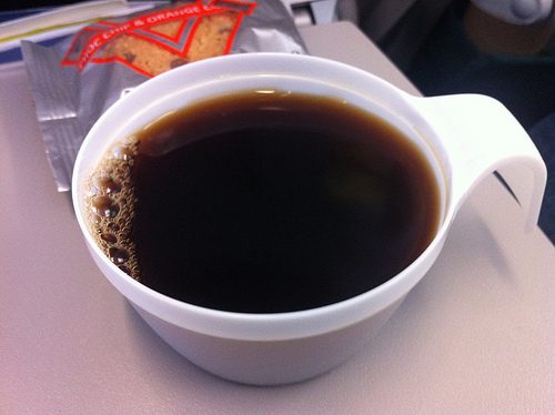An aerial hot drink with an unidentified taste