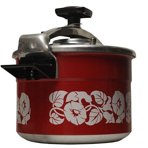 A pressure cooker, in which the increased pressure results in higher boiling temperature and thus faster cooking. It is affectionately known