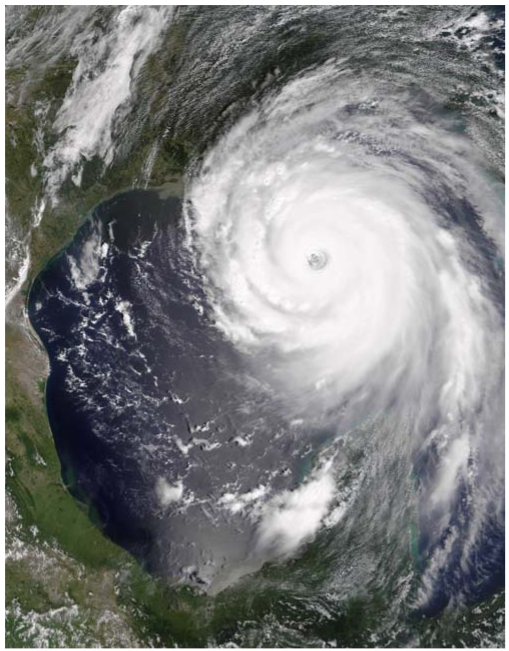 Hurricane Katrina over the Gulf of Mexico on 28 August 2005. [Published by the NOAA]