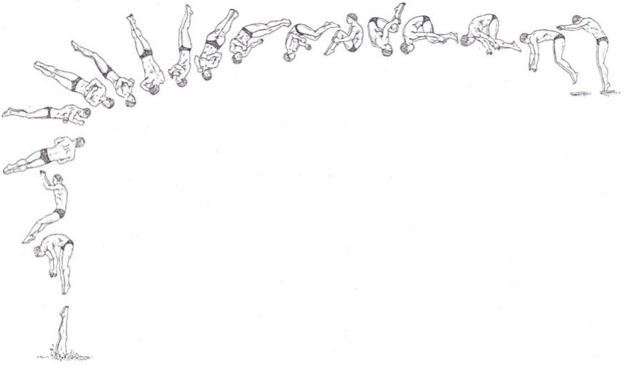 Forward two-and-a-half somersaults with two twists demonstrates unequivocally that a diver can initiate continuous twisting in midair. In the illustrated maneuver the diver does more than one full somersault before he starts to twist. To maintain the twisting the diver does not have to move his l…